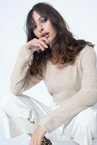 Pull Epéna 100% cachemire, 2 fils - Encolure en U - Beige