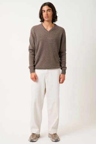 Pull Victor 100% cachemire, 4 fils - Col en V - Taupe chiné