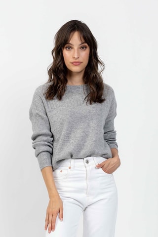 Pull Daria 100% cachemire, 2 fils - Col rond - Gris chiné