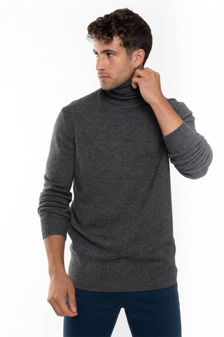 Pull Martin 100% cachemire, 4 fils - Col montant - Anthracite chiné