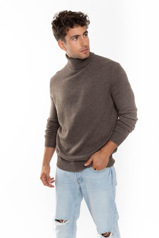 Pull Martin 100% cachemire, 4 fils - Col montant - Taupe chiné