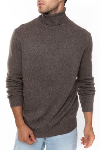 Pull Martin 100% cachemire, 4 fils - Col montant - Taupe chiné