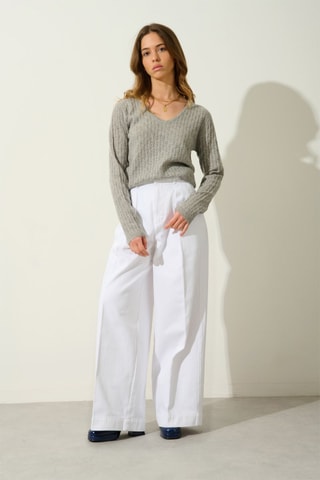 Pull Grasmoor 100% cachemire, 2 fils - Col en V - Gris