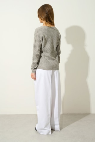 Pull Grasmoor 100% cachemire, 2 fils - Col en V - Gris