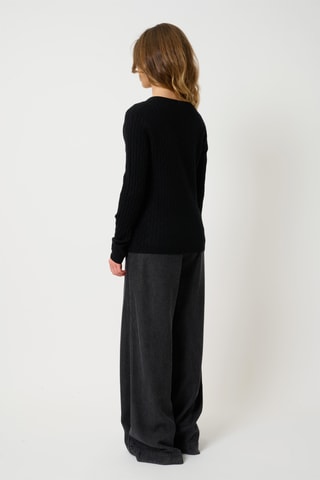 Pull Grasmoor 100% cachemire, 2 fils - Col en V - Noir