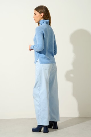 Pull Cassy 100% cachemire, 2 fils - Col montant - Bleu