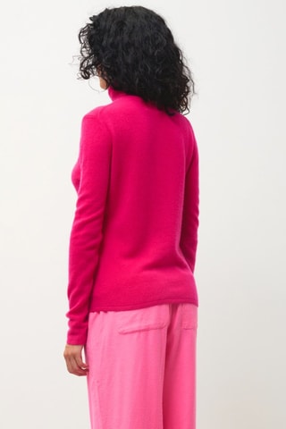 Pull Bise 100% cachemire, 2 fils - Col montant - Rose