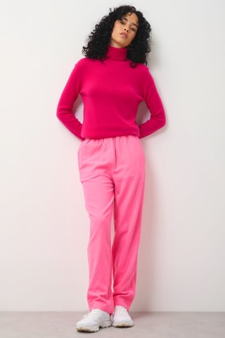 Pull Bise 100% cachemire, 2 fils - Col montant - Rose