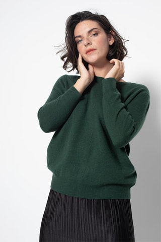 Pull Estaris 100% cachemire, 2 fils - Col rond - Vert foncé