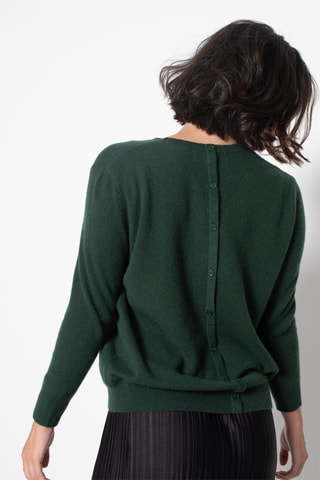Pull Estaris 100% cachemire, 2 fils - Col rond - Vert foncé