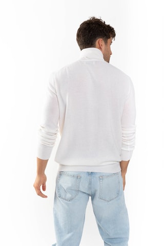 Pull Bange 100% cachemire, 2 fils - Col montant - Blanc