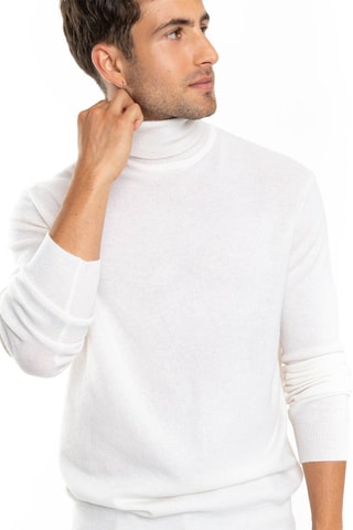 Pull Bange 100% cachemire, 2 fils - Col montant - Blanc