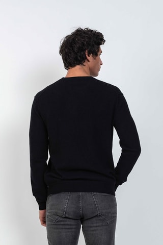 Pull Timeo 100% cachemire, 2 fils - Col en V - Noir