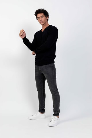 Pull Timeo 100% cachemire, 2 fils - Col en V - Noir