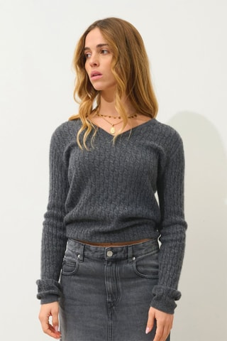 Pull Grasmoor 100% cachemire, 2 fils - Col en V - Anthracite chiné