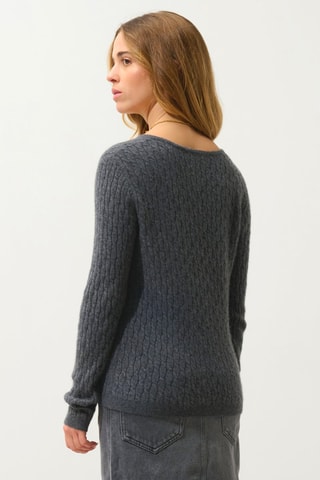 Pull Grasmoor 100% cachemire, 2 fils - Col en V - Anthracite chiné