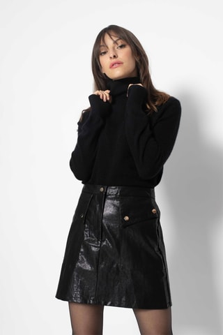 Pull Fornet 100% cachemire, 2 fils - Col montant - Noir