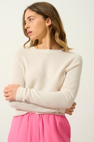 Pull Ecrin 100% cachemire, 2 fils - Col rond - Blanc