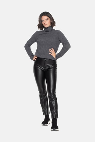 Pull Bise 100% cachemire, 2 fils - Col montant - Anthracite chiné