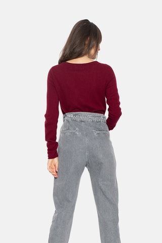 Pull Criou 100% cachemire, 2 fils - Encolure bateau - Bordeaux