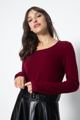 Pull Epéna 100% cachemire, 2 fils - Col rond - Bordeaux