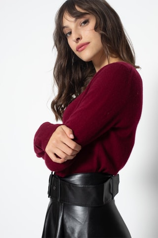 Pull Epéna 100% cachemire, 2 fils - Col rond - Bordeaux
