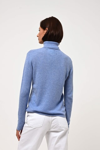 Pull Bise 100% cachemire - Col montant - Bleu ciel