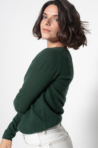 Pull Ecrin 100% cachemire, 2 fils - Col rond - Vert foncé
