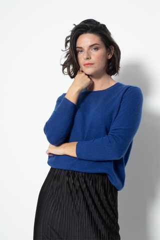 Pull Estaris 100% cachemire, 2 fils - Col rond - Bleu cobalt