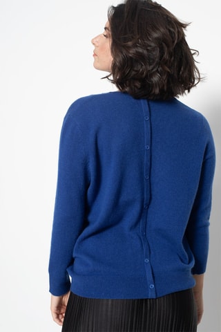 Pull Estaris 100% cachemire, 2 fils - Col rond - Bleu cobalt