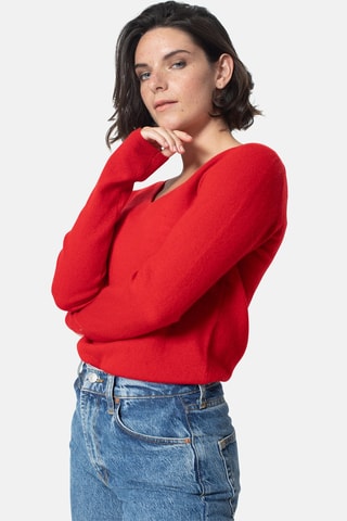 Pull Galise 100% cachemire, 2 fils - Col en V - Rouge