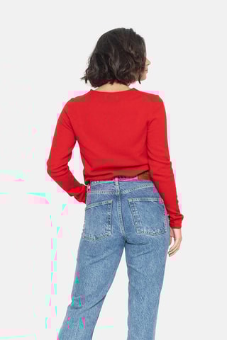 Pull Galise 100% cachemire, 2 fils - Col en V - Rouge