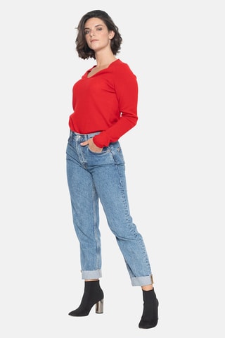 Pull Galise 100% cachemire, 2 fils - Col en V - Rouge