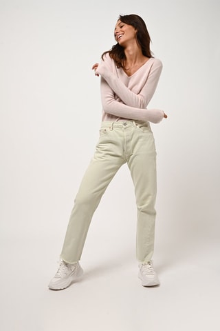 Pull Galise 100% cachemire, 2 fils - Col en V - Rose poudré