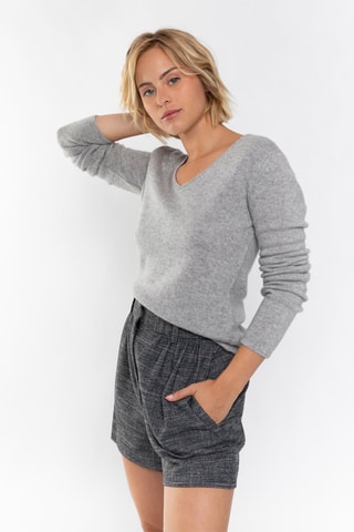 Pull Chelsea 100% cachemire, 4 fils - Col en V - Gris chiné