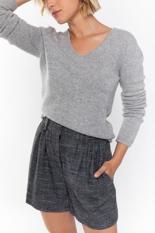 Pull Chelsea 100% cachemire, 4 fils - Col en V - Gris chiné