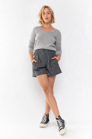 Pull Chelsea 100% cachemire, 4 fils - Col en V - Gris chiné