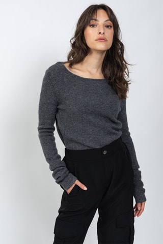 Pull Ivy 100% cachemire, 4 fils - Col rond - Anthracite chiné