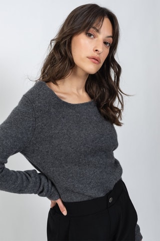 Pull Ivy 100% cachemire, 4 fils - Col rond - Anthracite chiné