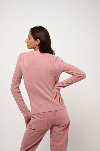 Pull Bella 100% cachemire, 2 fils - Col rond - Rose