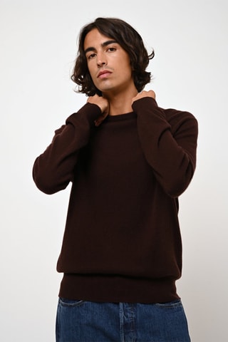 Pull Aiglière 100% cachemire, 2 fils - Col rond - Chocolat
