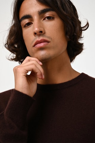 Pull Aiglière 100% cachemire, 2 fils - Col rond - Chocolat