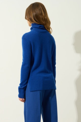 Pull Fornet 100% cachemire, 2 fils - Col montant - Bleu