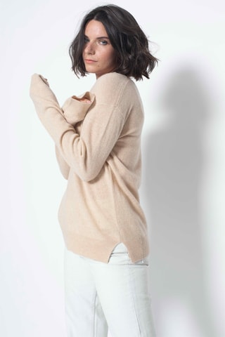 Pull Gardoria 100% cachemire, 2 fils - Col en V - Beige