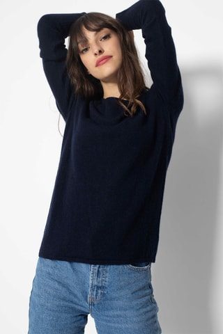 Pull Ecrin 100% cachemire, 2 fils - Encolure en U - Bleu marine
