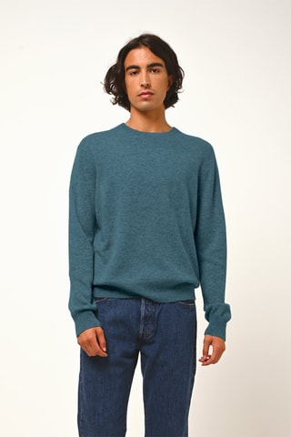 Pull Aiglière 100% cachemire, 2 fils - Col rond - Bleu
