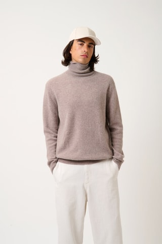 Pull Bange 100% cachemire, 2 fils - Col montant - Gris