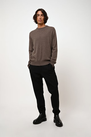 Pull Aiglière 100% cachemire, 2 fils - Col rond - Taupe chiné