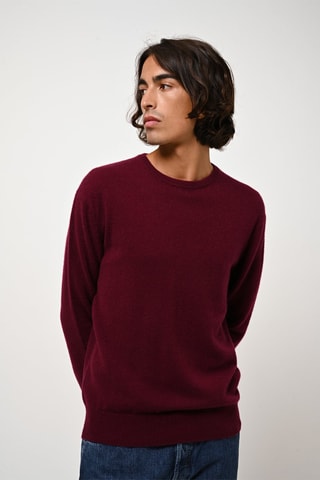 Pull Aiglière 100% cachemire, 2 fils - Col rond - Bordeaux