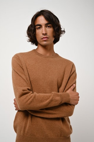 Pull Aiglière 100% cachemire, 2 fils - Col rond - Noisette